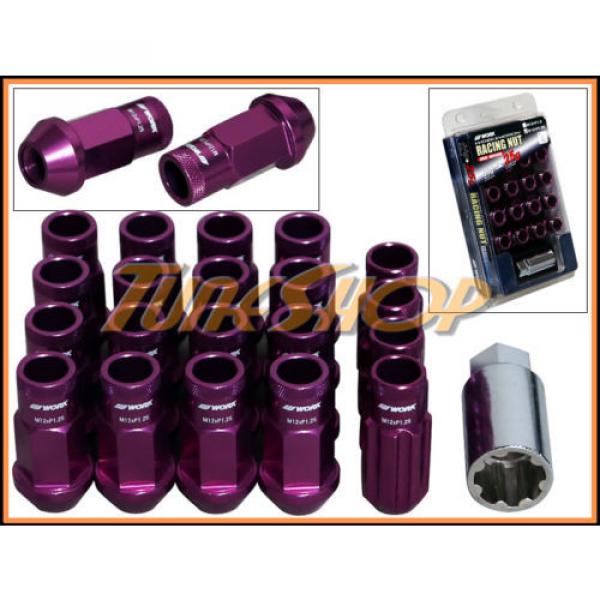 WORK RACING RS-R EXTENDED FORGED ALUMINUM LOCK LUG NUTS 12 X 1.25 PURPLE OPEN N #1 image