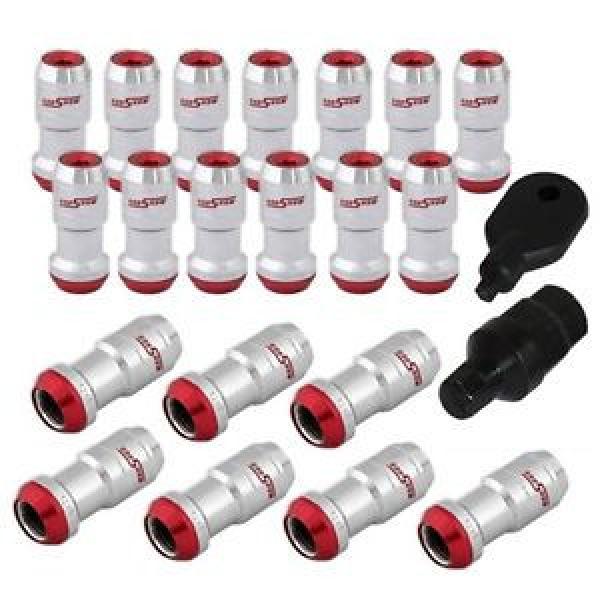 M12 X 1.5Mm 20 Piece Open Close Dust Lock Lug Nuts Bolts+ Key Lock Chrome/Red #1 image