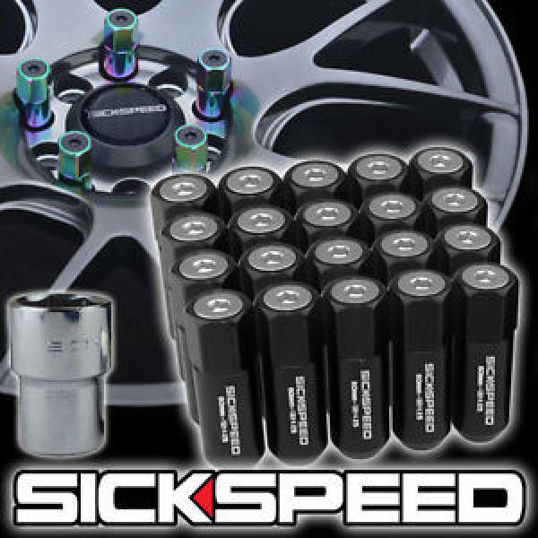 SICKSPEED 20 PC BLACK/POLISHED CAPS ALUMINUM 60MM LOCKING LUG NUTS 12X1.25 L12 #1 image