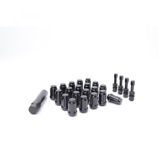 20 Black Spline Locking Lug Nuts 12x1.5 | 4 Black Aluminum Valve Stems | NEW #1 image