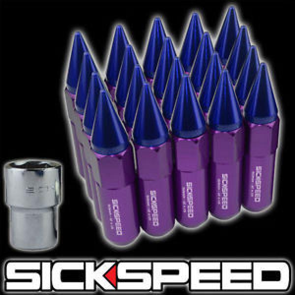 SICKSPEED 20 PC PURPLE/BLUE SPIKED ALUMINUM 60MM LOCKING LUG NUTS 12X1.25 L12 #1 image