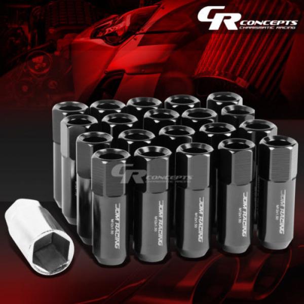 FOR CAMRY/CELICA/COROLLA 20X EXTENDED ACORN TUNER WHEEL LUG NUTS+LOCK+KEY BLACK #1 image