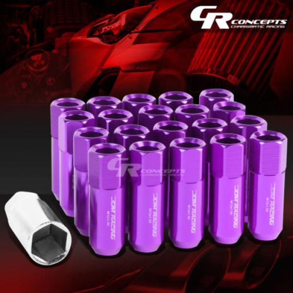 20X RACING RIM EXTENDED ACORN TUNER  WHEEL LOCK LUG NUTS+1X ADAPTER KEY PURPLE #1 image