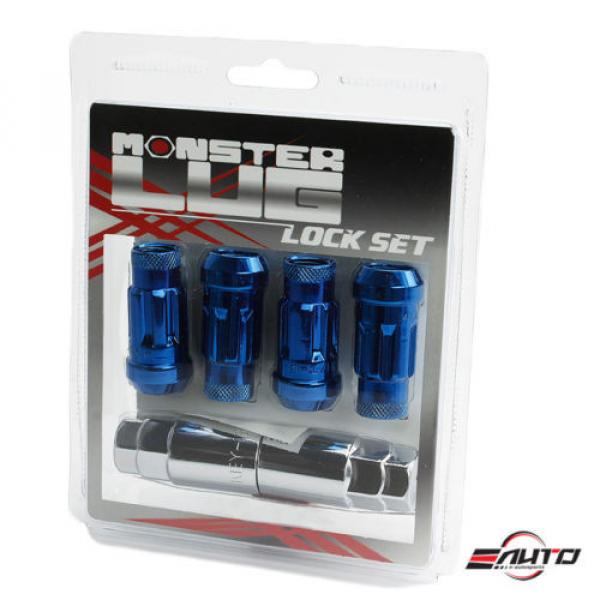 MONSTER 48mm Wheel Rim Acorn Extend Open End Lug Lock Nut Set 14x1.5 Chrome Blue #1 image