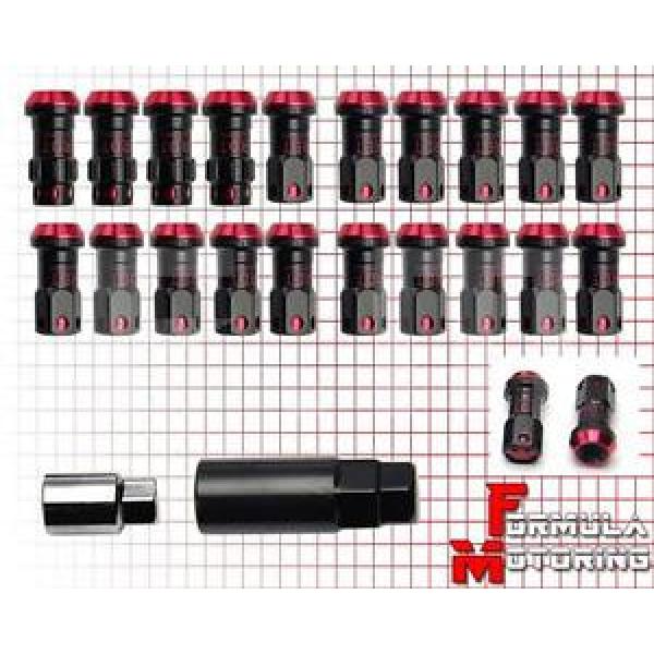 M12x1.5 Black Red Closed End Heavy Duty Steel Extended Tuner Locking Lug Nuts #1 image