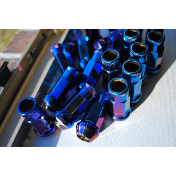 Muteki SR48 Lug Nuts 12x1.25 Extended Open End Burning Blue Lugs With Locks Set! #2 image