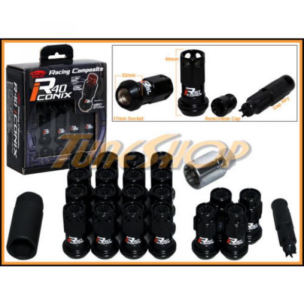 KICS R40 ICONIX BLACK LOCK LUG NUTS 12x1.5 1.5 FLOATING ACORN WHEELS RIM CLOSE H #1 image