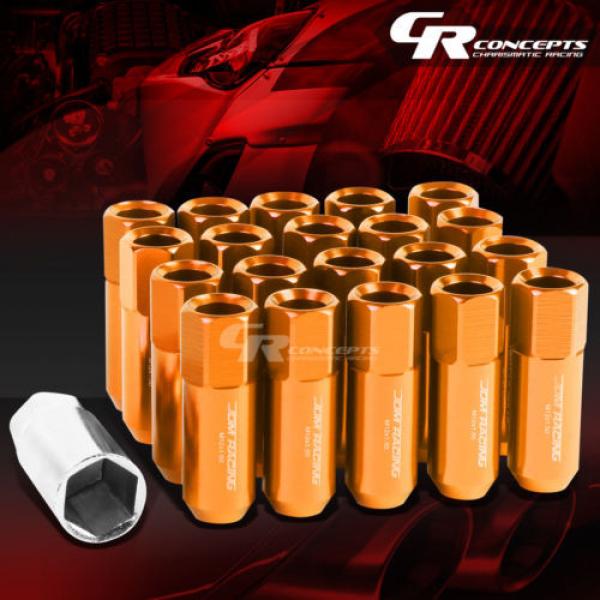 20X RACING RIM EXTENDED ACORN TUNER  WHEEL LOCK LUG NUTS+1X ADAPTER KEY ORANGE #1 image