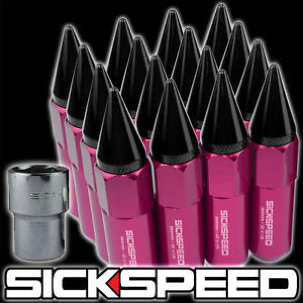 16 SPIKE ALUMINUM 60MM EXTENDED LOCKING LUG NUTS WHEELS 12X1.5 PINK/BLACK L16 #1 image