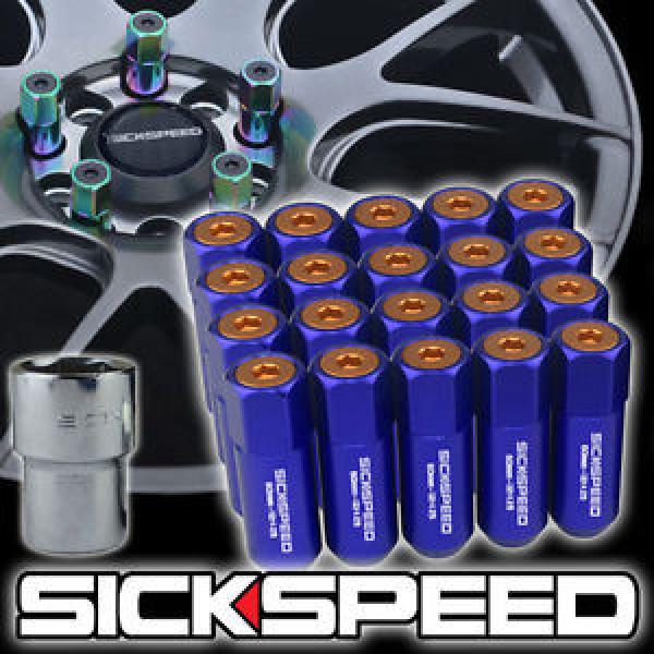 20 BLUE/ORANGE CAPPED ALUMINUM EXTENDED 60MM LOCKING LUG NUTS WHEELS 12X1.5 L07 #1 image