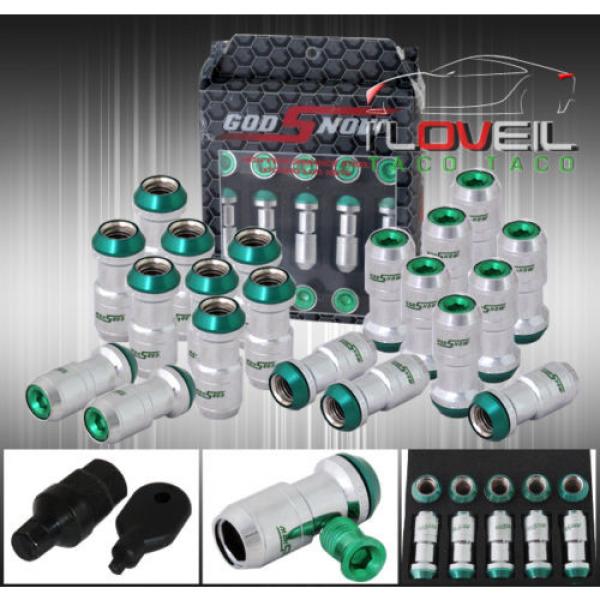 M12  X 1.5MM 20PC CHROME GREEN FORMULA STYLE RACE LUG NUTS LOCK KEY WHEEL RIMS #1 image