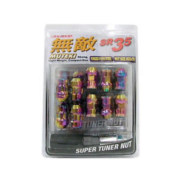 MUTEKI SR35 20PCS WHEELS TUNER LUG + LOCK NUTS (CLOSE END/12X1.5/NEON CHROME) #1 image