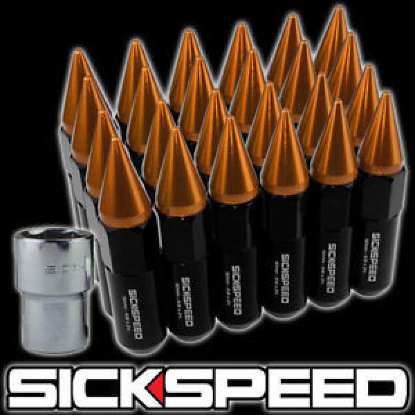 SICKSPEED 24 PC BLACK/ORANGE SPIKED ALUMINUM 60MM LOCKING LUG NUTS 12X1.25 L13 #1 image