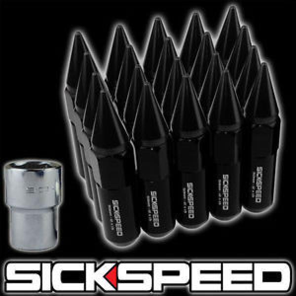 20 BLACK SPIKED ALUMINUM 60MM EXTENDED LOCKING LUG NUTS WHEELS/RIMS 12X1.5 L07 #1 image