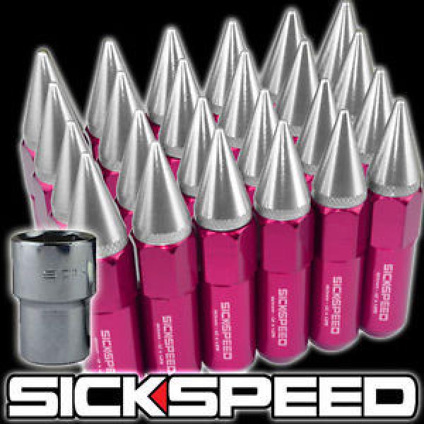 SICKSPEED 24 PC PINK/POLISHED SPIKED ALUMINUM LOCKING LUG NUTS 12X1.25 L13 #1 image