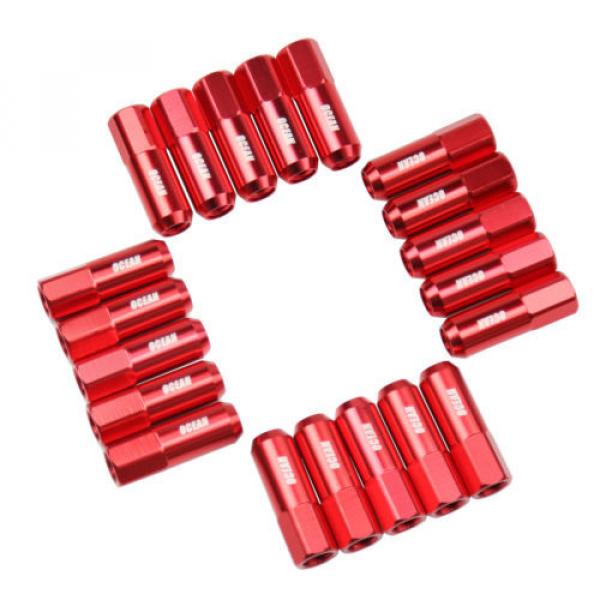 20 Red 60MM M12X1.5 Lug Nuts Long Extended Tuner Racing Open End Fit Acura Honda #2 image