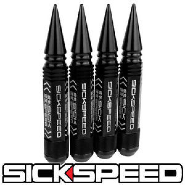 SICKSPEED 4 PC BLACK 5 1/2&#034; SPIKED STEEL EXTENDED LOCKING LUG NUTS WHEEL 14X2 #1 image