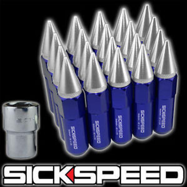 20 BLUE/POLISHED SPIKED ALUMINUM EXTENDED 60MM LOCKING LUG NUTS WHEEL 12X1.5 L17 #1 image