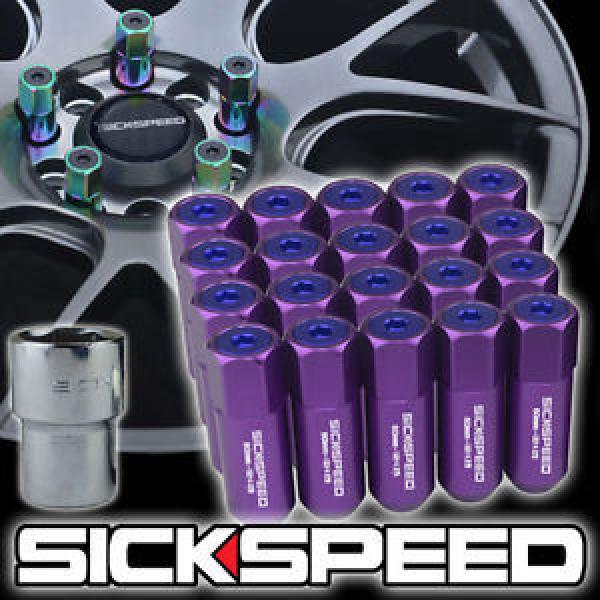 20 PURPLE/BLUE CAPPED ALUMINUM EXTENDED 60MM LOCKING LUG NUTS WHEELS 12X1.5 L07 #1 image