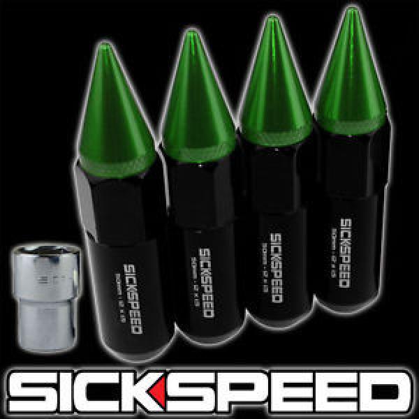 4 BLACK/GREEN SPIKED ALUMINUM EXTENDED TUNER LOCKING LUG NUTS WHEELS 12X1.5 L20 #1 image