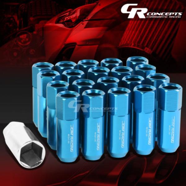 20X RACING RIM EXTENDED ACORN TUNER  WHEEL LOCK LUG NUTS+ADAPTER KEY LIGHT BLUE #1 image