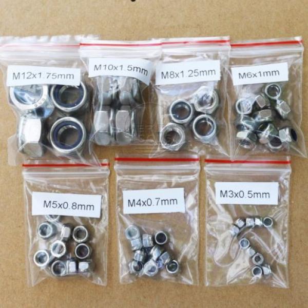 52Pcs Stainless Steel M3 M4 M5 M6 M8 M10 M12 Nylon Lock Hex Nuts Assortment Kit #1 image