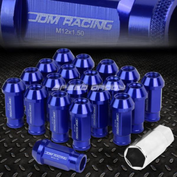 20X RACING RIM 50MM OPEN END ANODIZED WHEEL LUG NUT+ADAPTER KEY BLUE #1 image