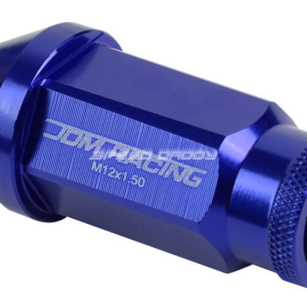 20X RACING RIM 50MM OPEN END ANODIZED WHEEL LUG NUT+ADAPTER KEY BLUE #2 image