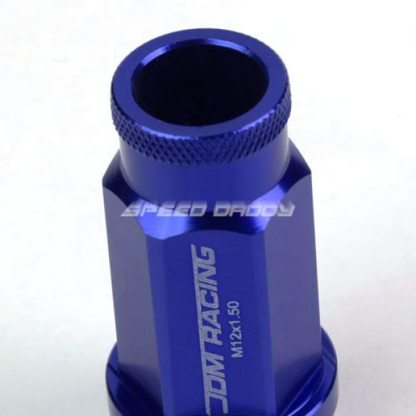 20X RACING RIM 50MM OPEN END ANODIZED WHEEL LUG NUT+ADAPTER KEY BLUE #3 image