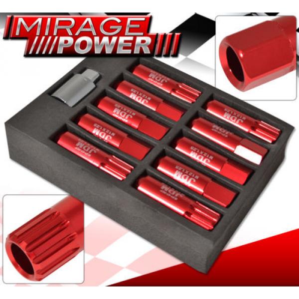 (20 PIECES) UNIVERSAL M12x1.25 ALUMINUM TUNER WHEEL LUG NUTS RED + LOCKING KEY #2 image