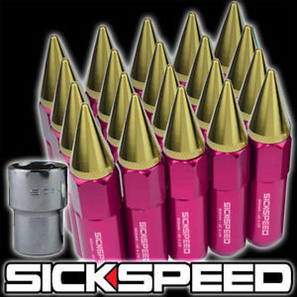 20 SPIKED 60MM EXTENDED TUNER LOCKING LUG NUTS LUGS WHEELS 12X1.5 PINK/24K L17 #1 image