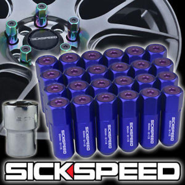 24 BLUE/PURPLE CAPPED ALUMINUM EXTENDED 60MM LOCKING LUG NUTS WHEELS 12X1.5 L18 #1 image