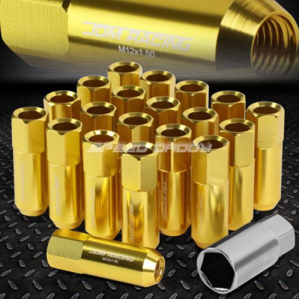 20X RACING RIM 60MM EXTENDED ANODIZED WHEEL LUG NUT+ADAPTER KEY GOLD #1 image