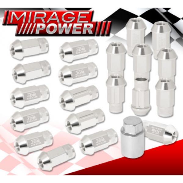 (20 PIECES) UNIVERSAL M12x1.25 ALUMINUM TUNER WHEEL LUG NUTS SILVER +LOCKING KEY #1 image