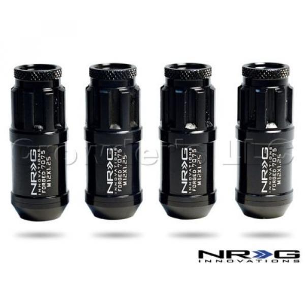 NRG 700 Series Lug Nut Lock Set 4 w/ Dust Caps  Black M12 x 1.25mm  LN-L71BK #1 image