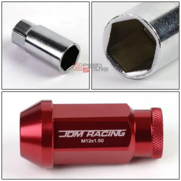 RED 50MM M12 X 1.5 ALUMINUM WHEEL RIM LOCK ACORN TUNER LUG NUT+ADAPTER KEY #5 image