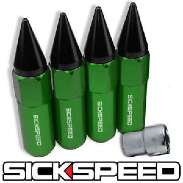 SICKSPEED 4 PC GREEN/BLACK SPIKED 60MM EXTENDED LOCKING LUG NUTS 1/2x20 L25 #1 image