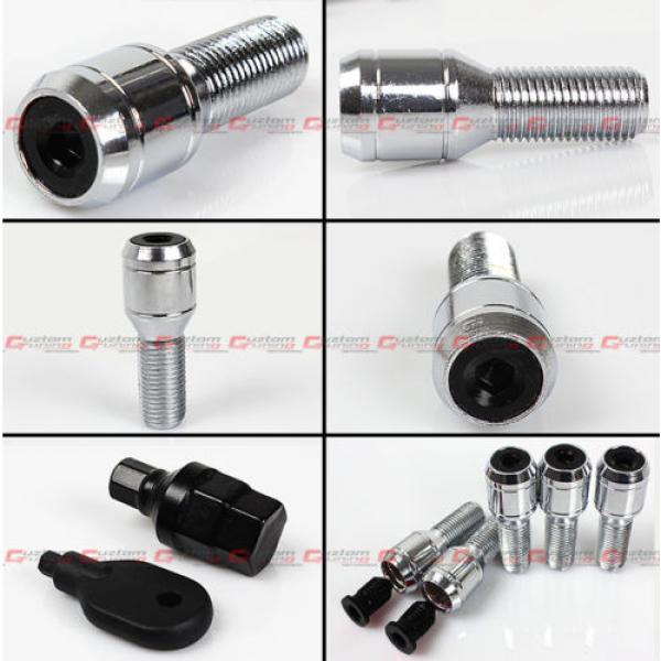 20 Pc M14 X 1.5 Steel Chrome Wheel Lug Nut Bolt W/ Black Security Cap+Key+Socket #2 image