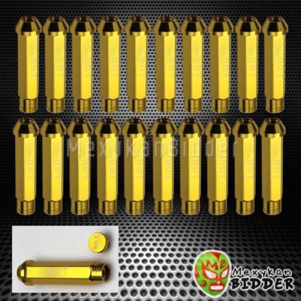 95mm Gold M12x1.5 Closed End Aluminum Drive Extended Tuner Locking Lug Nuts #1 image