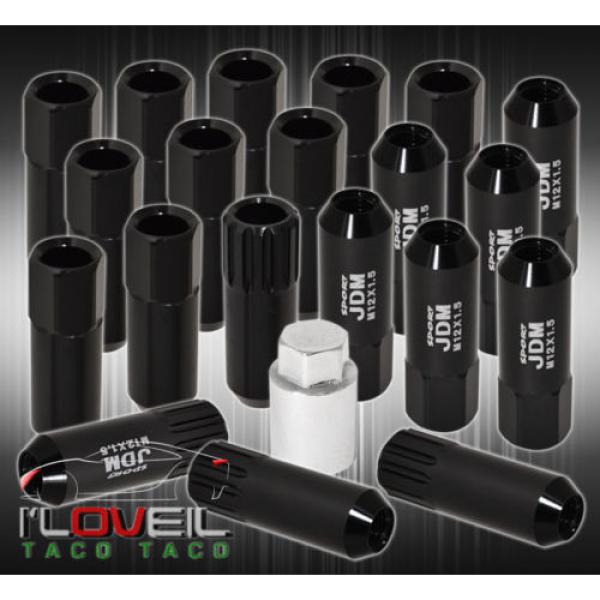 UNIVERSAL 12x1.5 LOCKING LUG NUTS 20PC JDM VIP EXTENDED ALUMINUM ANODIZED BLACK #1 image