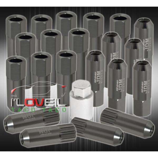 UNIVERSAL 12x1.5MM LOCKING LUG NUTS CAR AUTO 60MM EXTENDED ALUMINUM KIT GUNMETAL #1 image