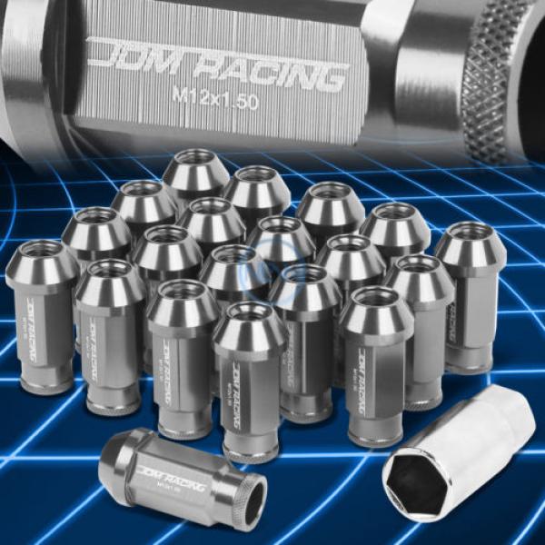 20pcs M12x1.5 Anodized 50mm Tuner Wheel Rim Locking Acorn Lug Nuts+Key Silver #1 image