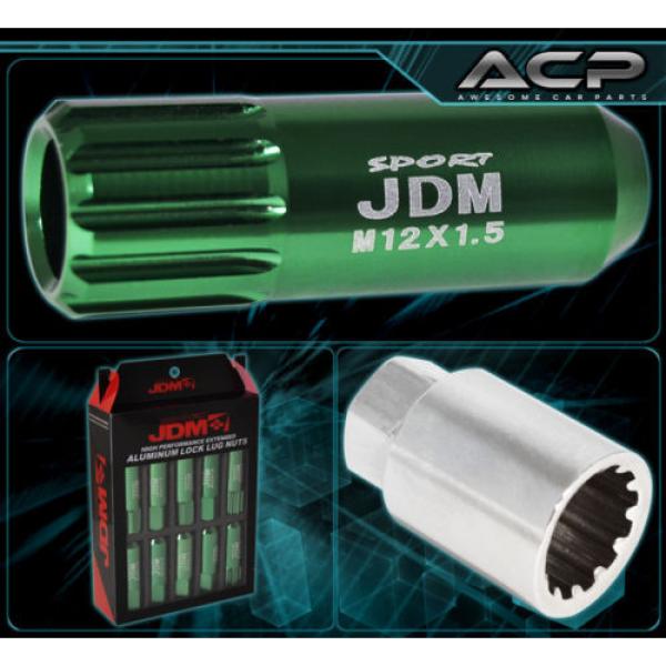 FOR PONTIAC M12x1.5MM LOCKING LUG NUTS 20PC JDM EXTENDED ALUMINUM ANODIZED GREEN #3 image