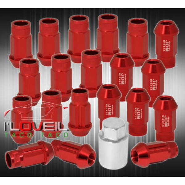 UNIVERSAL 12X1.5 LOCKING LUG NUTS 20PC JDM EXTENDED ALUMINUM ANODIZED SET RED #1 image