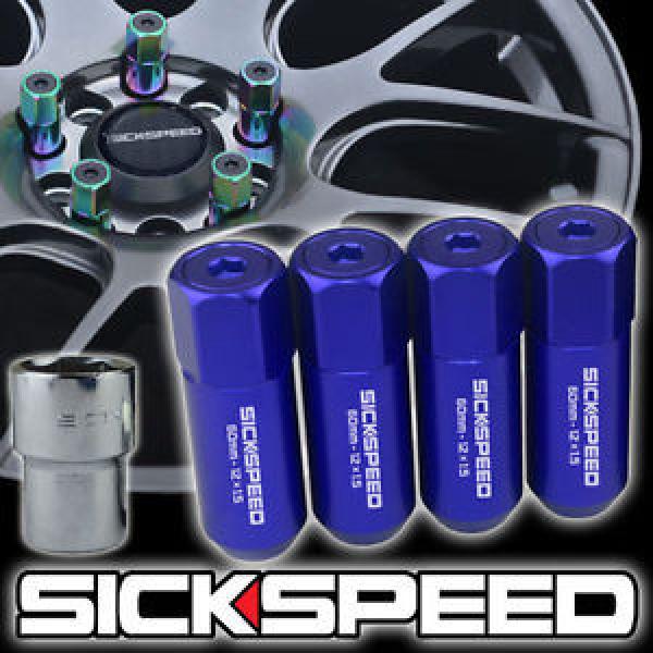 SICKSPEED 4 PC BLUE CAPPED ALUMINUM LOCKING LUG NUTS FOR WHEELS/RIMS 12X1.25 L15 #1 image