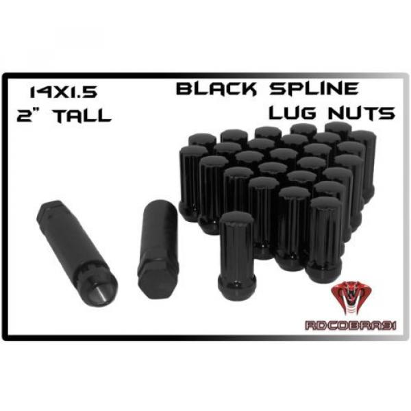 20 PC BLACK 2&#034; 51MM SPLINE DRIVE LOCKING LUG NUTS 14X1.5 + 2 KEYS M14X1.5 #1 image