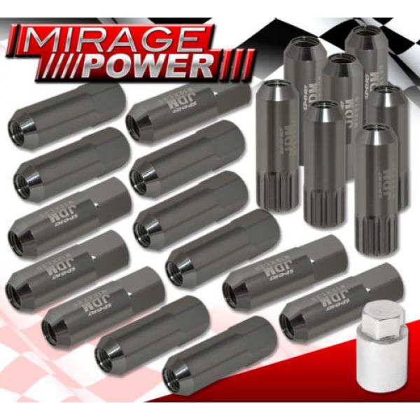 (20 PIECES) UNIVERSAL M12x1.25 ALUMINUM TUNER WHEEL LUG NUTS GRAY + LOCKING KEY #1 image