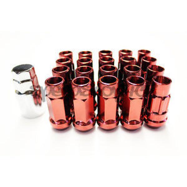 Z RACING RED STEEL 16 + 4 LOCKS LUG NUTS 12X1.5MM OPEN EXTENDED 17MM KEY TUNER #1 image