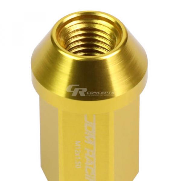 20X RACING RIM ACORN TUNER ALUMINUM WHEEL LOCK LUG NUTS + 1X ADAPTER KEY GOLD #4 image