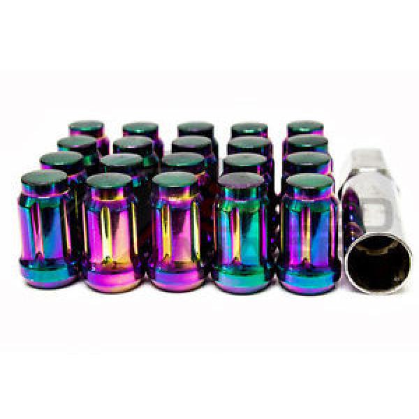 NEO CHROME STEEL CLOSE ENDED LUG NUTS SET 20 PCS KEY 12X1.5 TUNER DRAG SPLINE FD #1 image